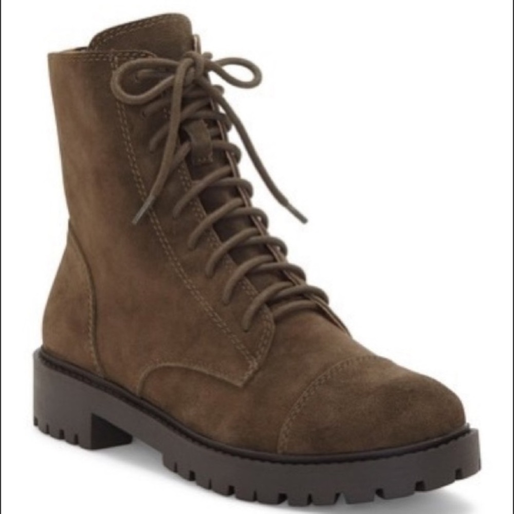NWT Lucky Brand LP Ictus Olive Oiled Suede leather lace up Combat ankle boots 10 - Picture 7 of 17